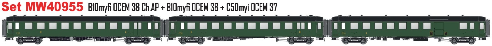 L.S. Models MW40955 - H0 - 3-tlg. Set Personenwagen OCEM, SNCF, Ep. III